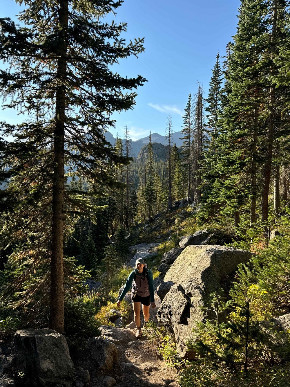 Forest path during an active travel day